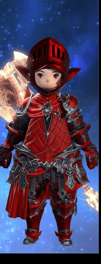 Lost Focus in full red plate armour